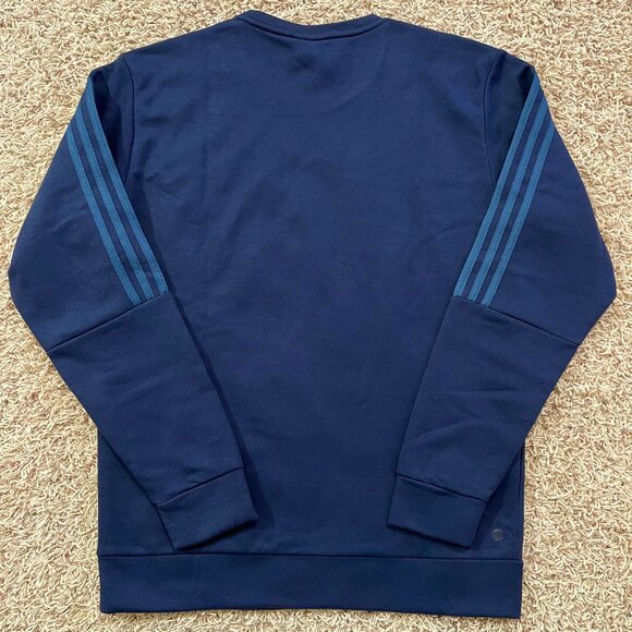 Adidas Men’s 3-Stripes Crew Neck Fleece Sweatshirt Blue, Size Medium (New) - Picture 10 of 14